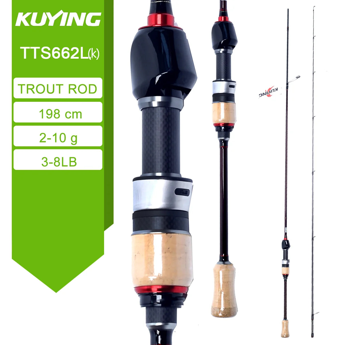 Kuying Fuji Carbon Fishing Lure Rod Fast Action Spinner