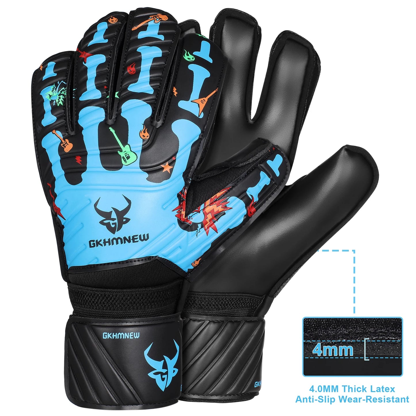 GKHMNEW CN Goalkeeper Gloves Fingersave Breathable 4mm Latex Soccer