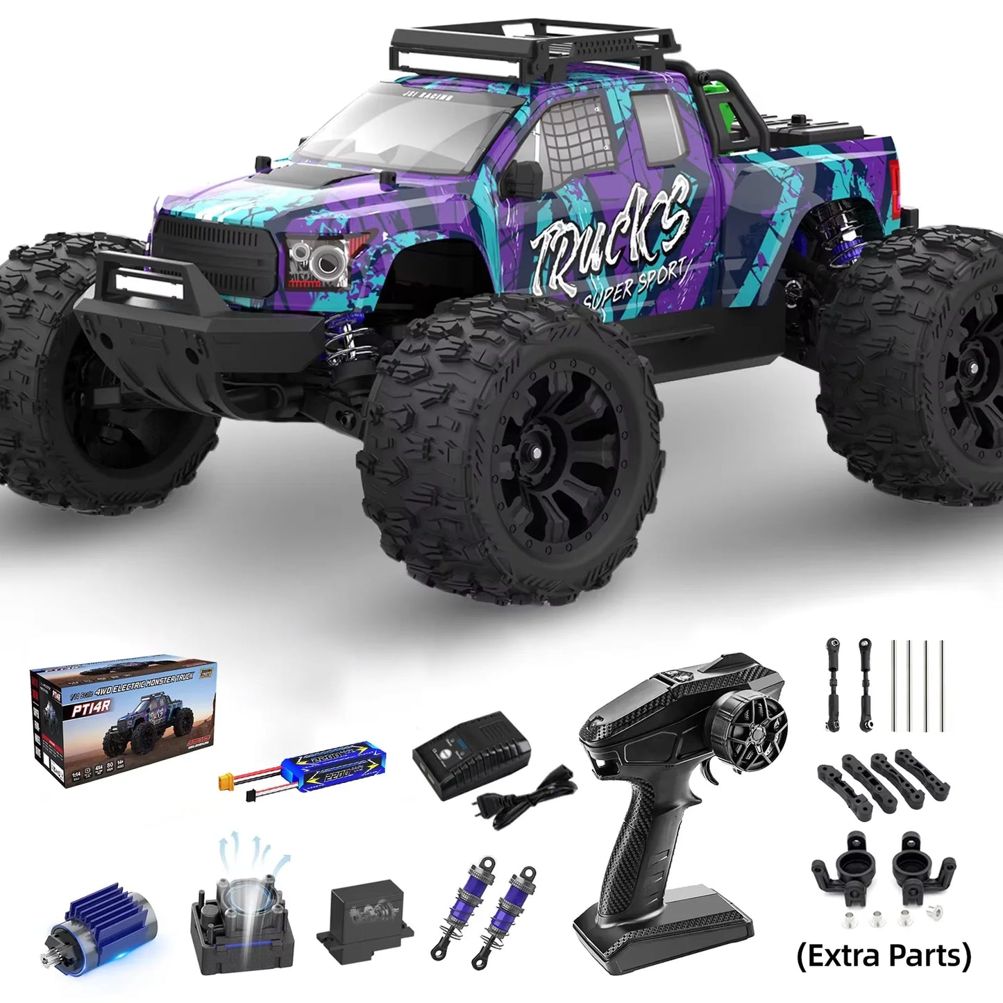 PT14R RC Brushless 4WD Monster Truck With 2 4G Remote