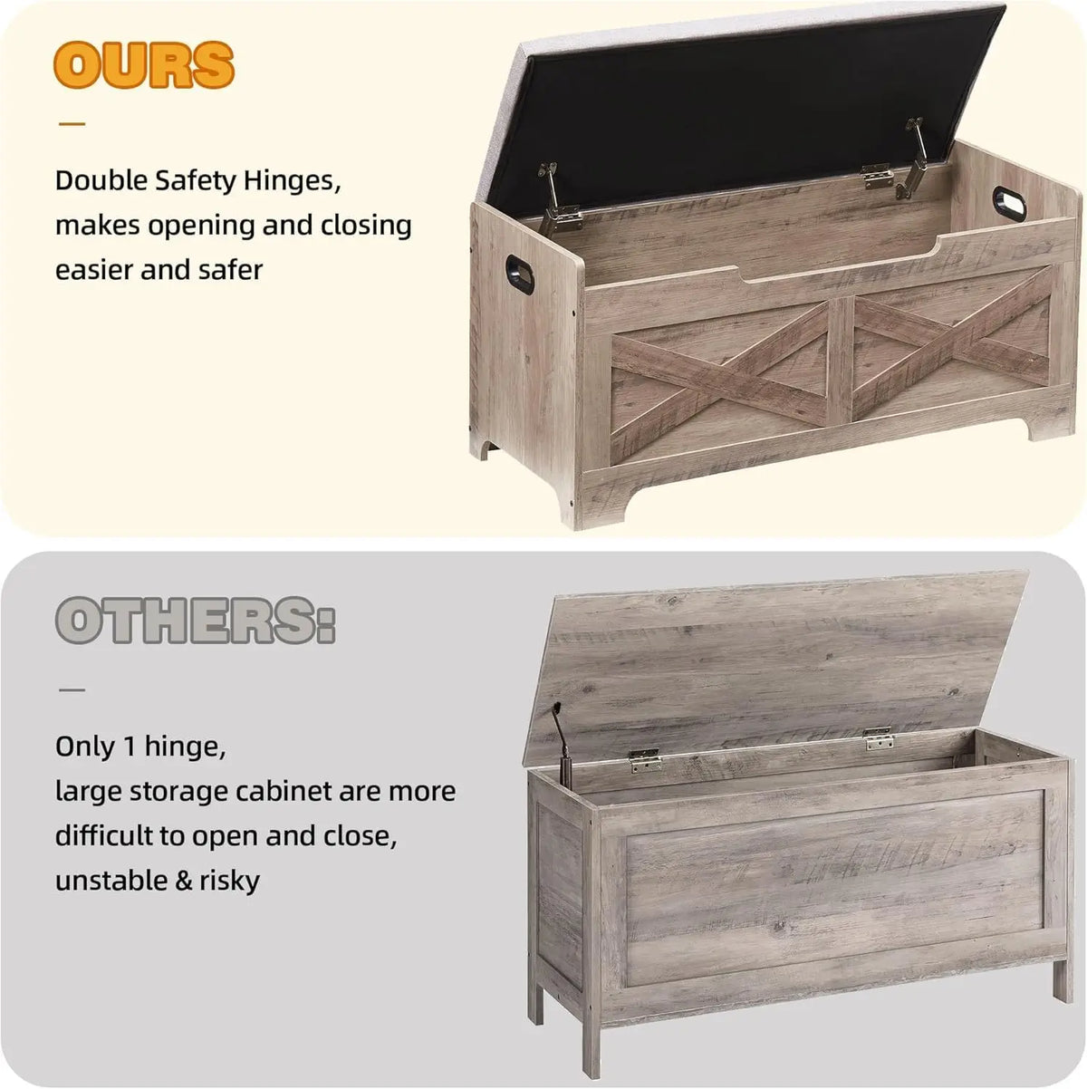Twister Ck Wooden Storage Bench With Hinged Lid Entryway
