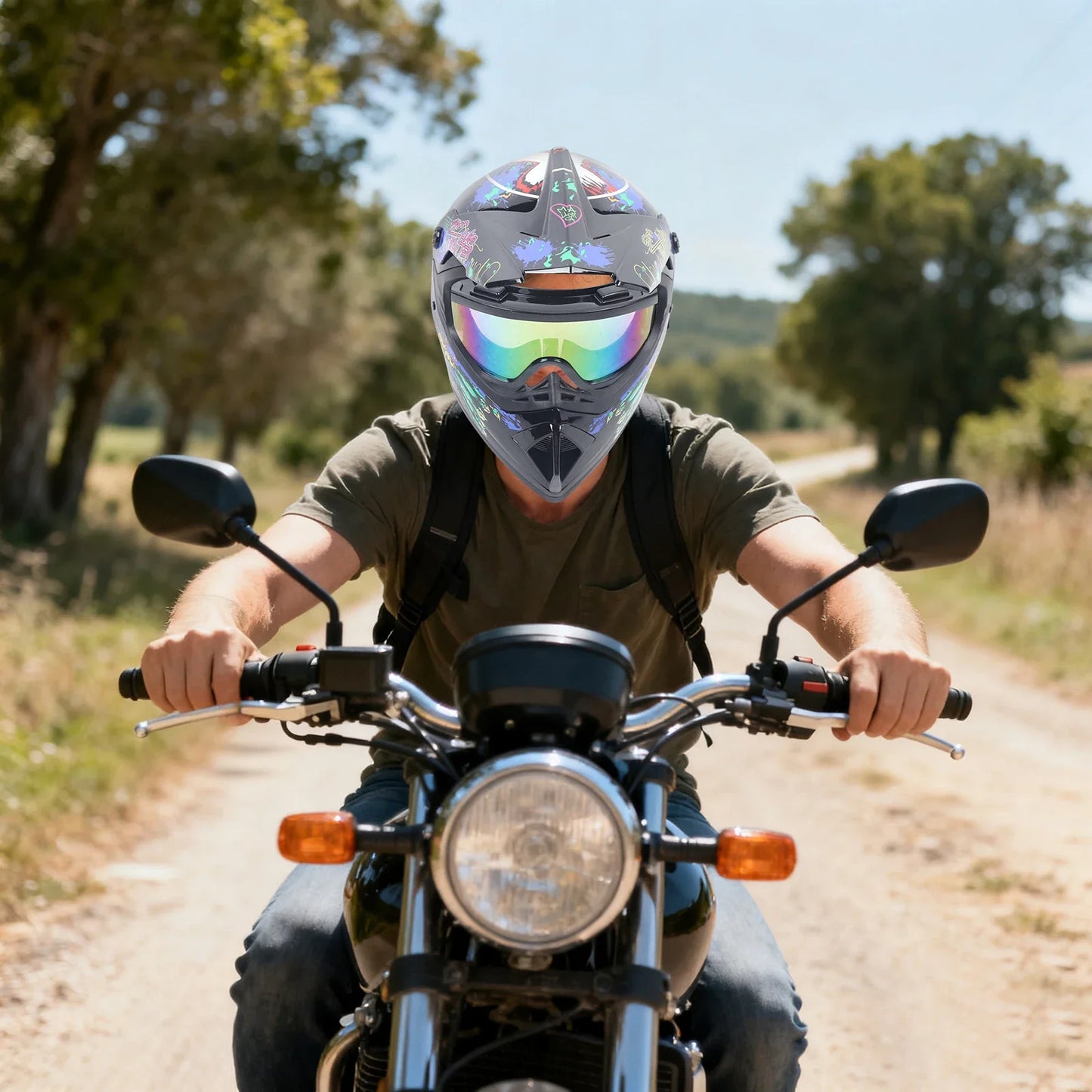 Motocross Helmet Kit Full Face With Goggles Set