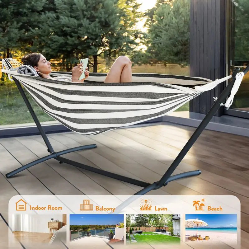 Gyroor Heavy Duty Adjustable Stand Hammock With Storage