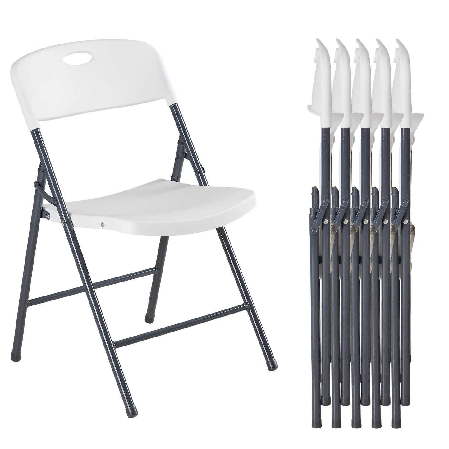JHK Plastic Stackable Folding Chairs Heavy Duty Ergonomic Back