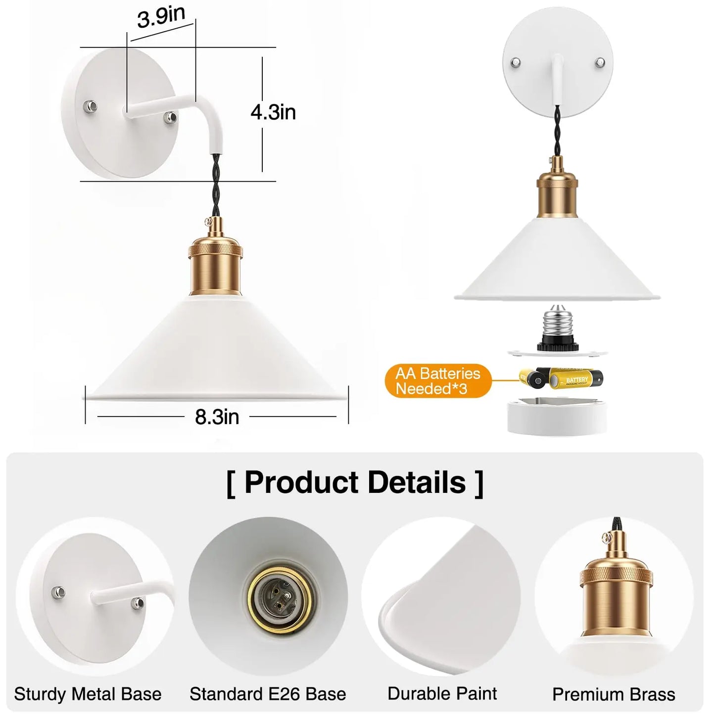 PRTILOUD Set Of 2 Battery Operated Wall Sconces With Remote