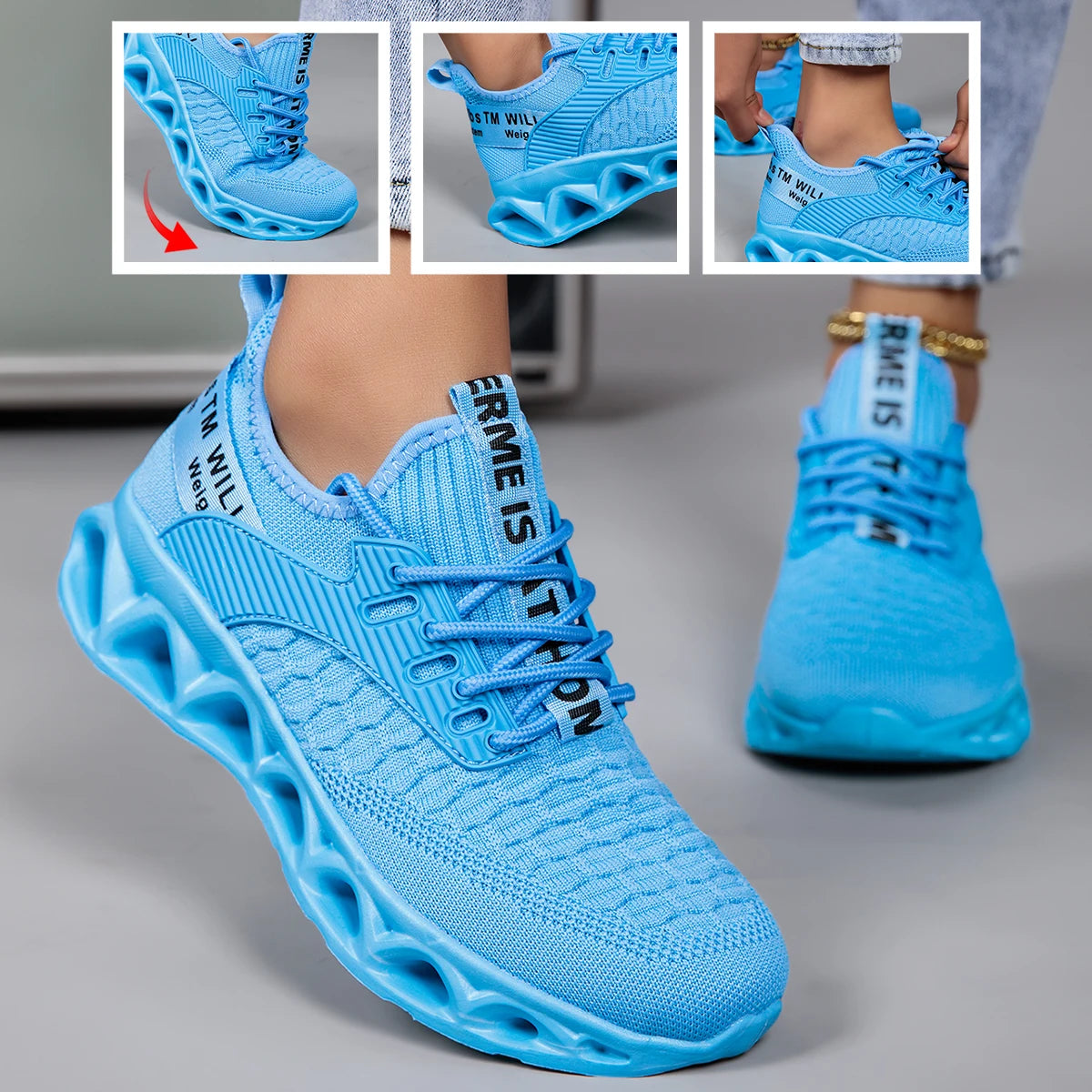 Lightweight Breathable Women Blade Sole Running Sneakers