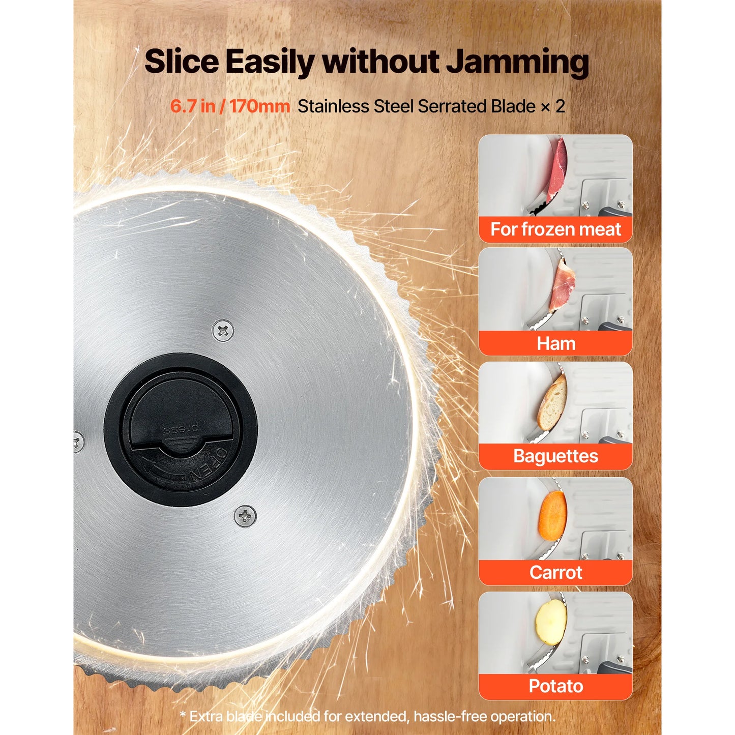SucceBuy Electric Deli Meat Slicer With Two SUS420 Blades