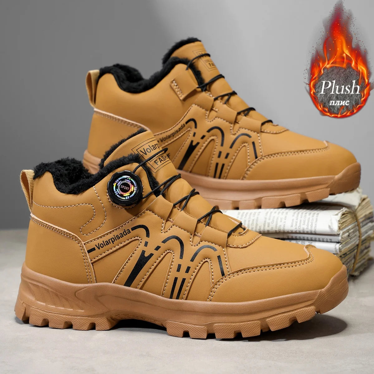 Unisex Winter Snow Boots Waterproof Leather Non Slip Lug Sole