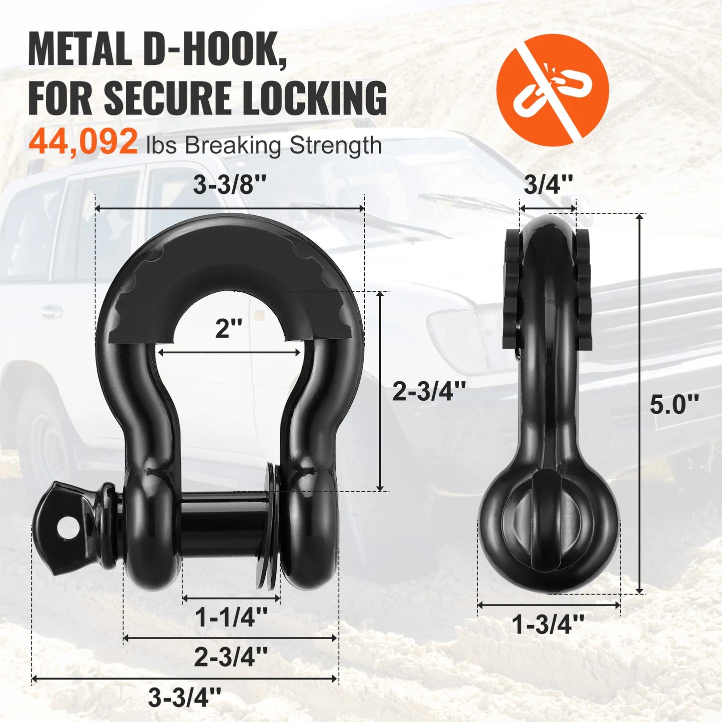 Off Road Winch Recovery Kit With 30000 Lbs Tow Strap For ATVs And Jeeps