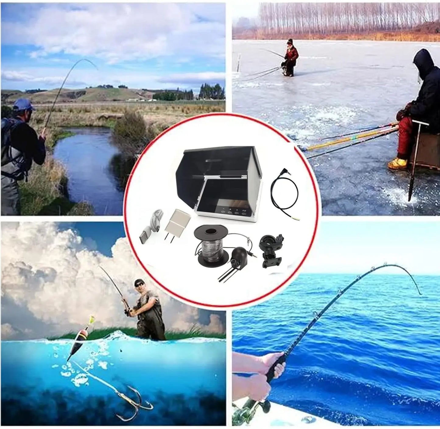 Underwater Fishing Camera With IPS Monitor 1000TVL IP68 Waterproof