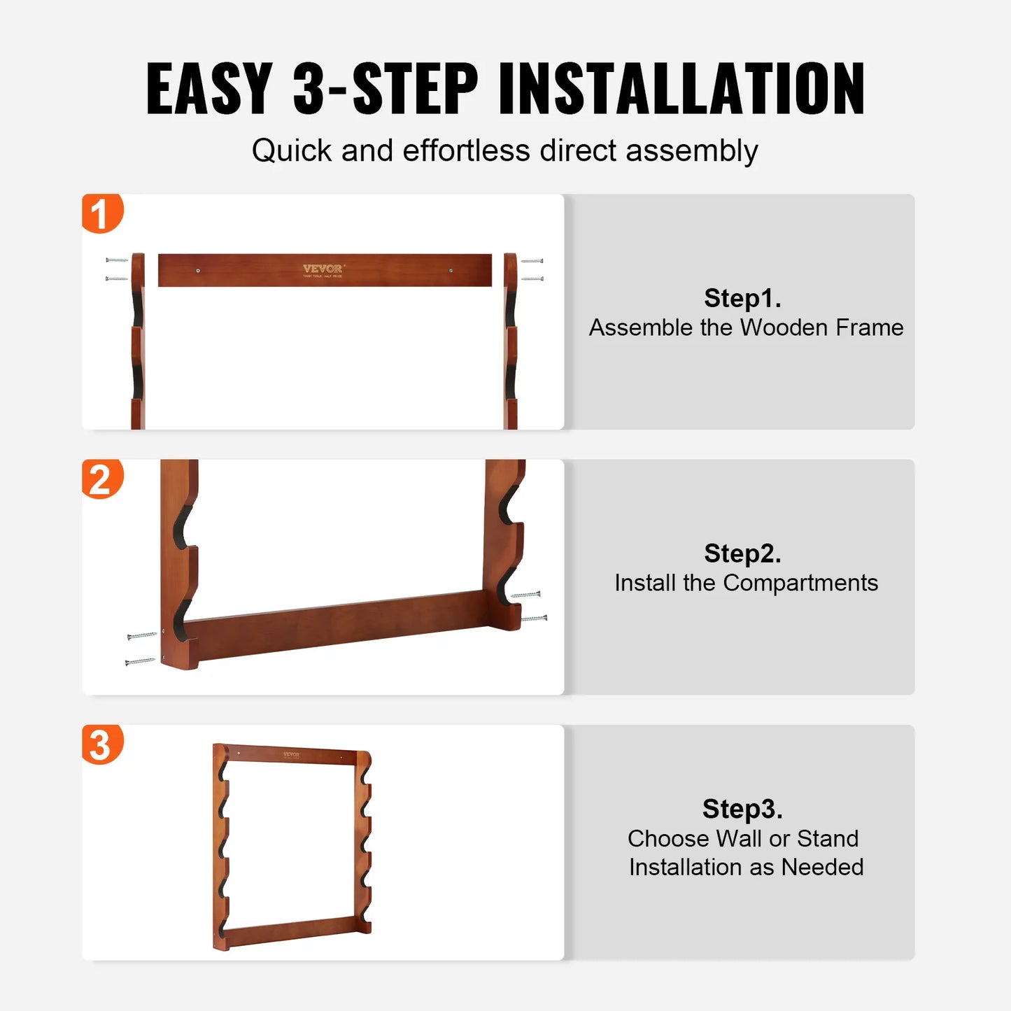 SucceBuy Wood Gun Rack Wall Mount Holds 5 Guns Sturdy