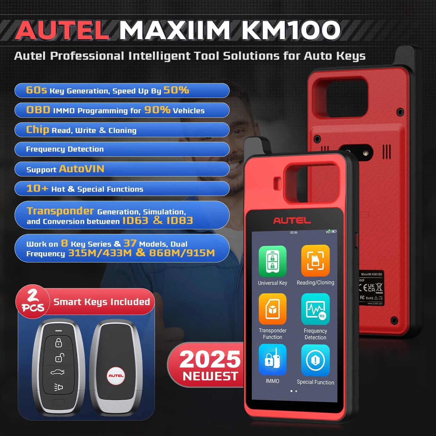 Autel MaxiIM KM100 Key Fob Programmer Immobilizer Tool for Cars