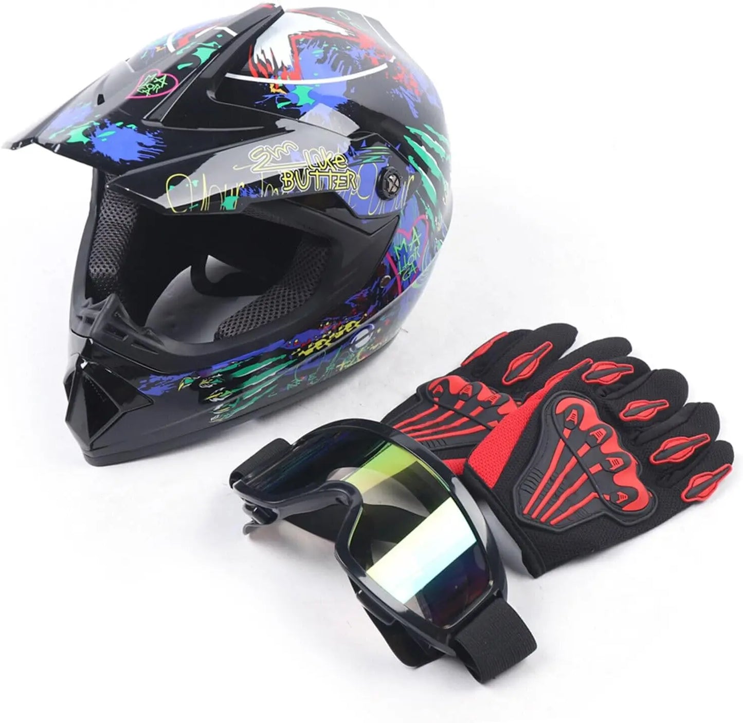Lightweight Full Face Motorcycle Helmet With Goggles