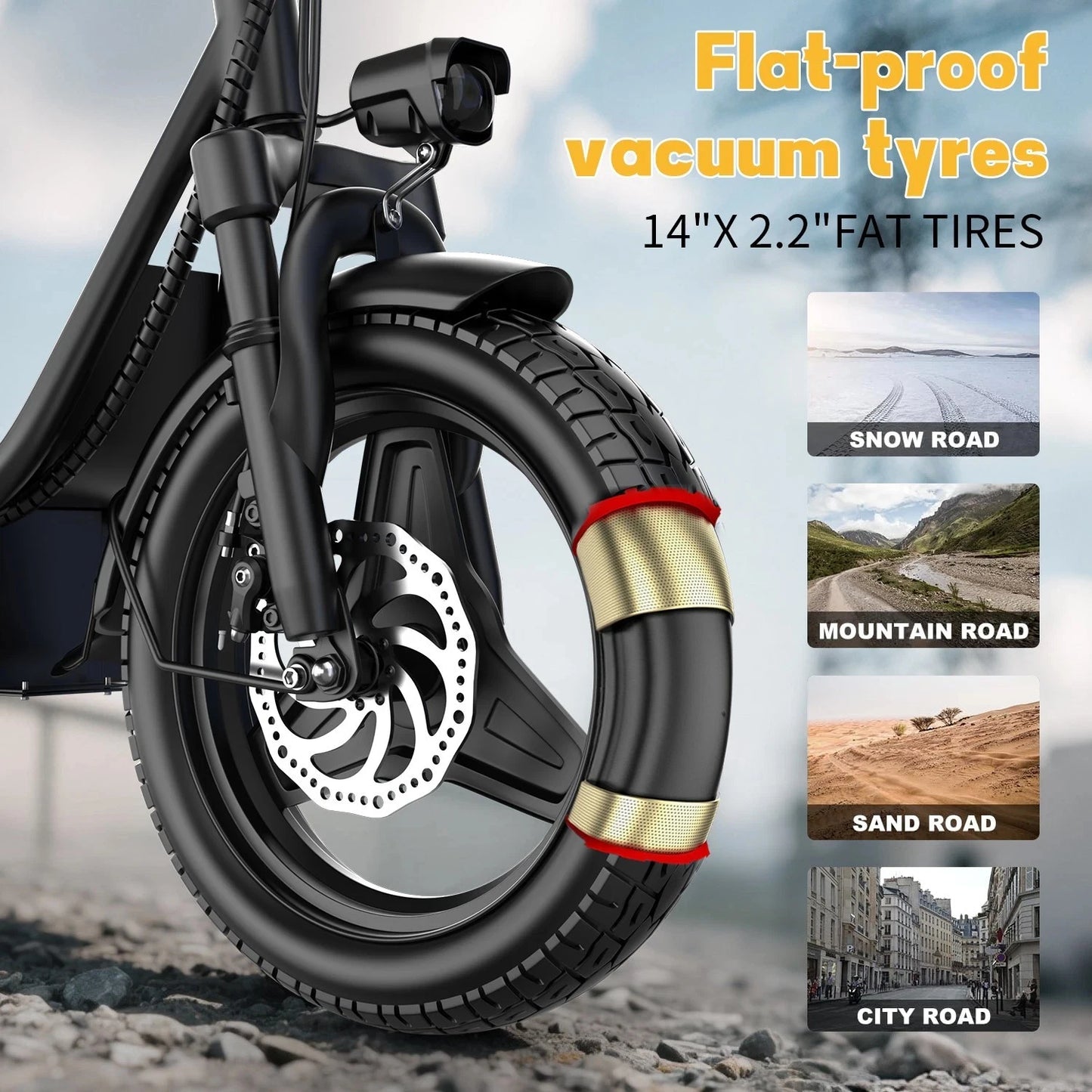 UPlee GQ8 Folding Electric Bike 48V 15AH Battery