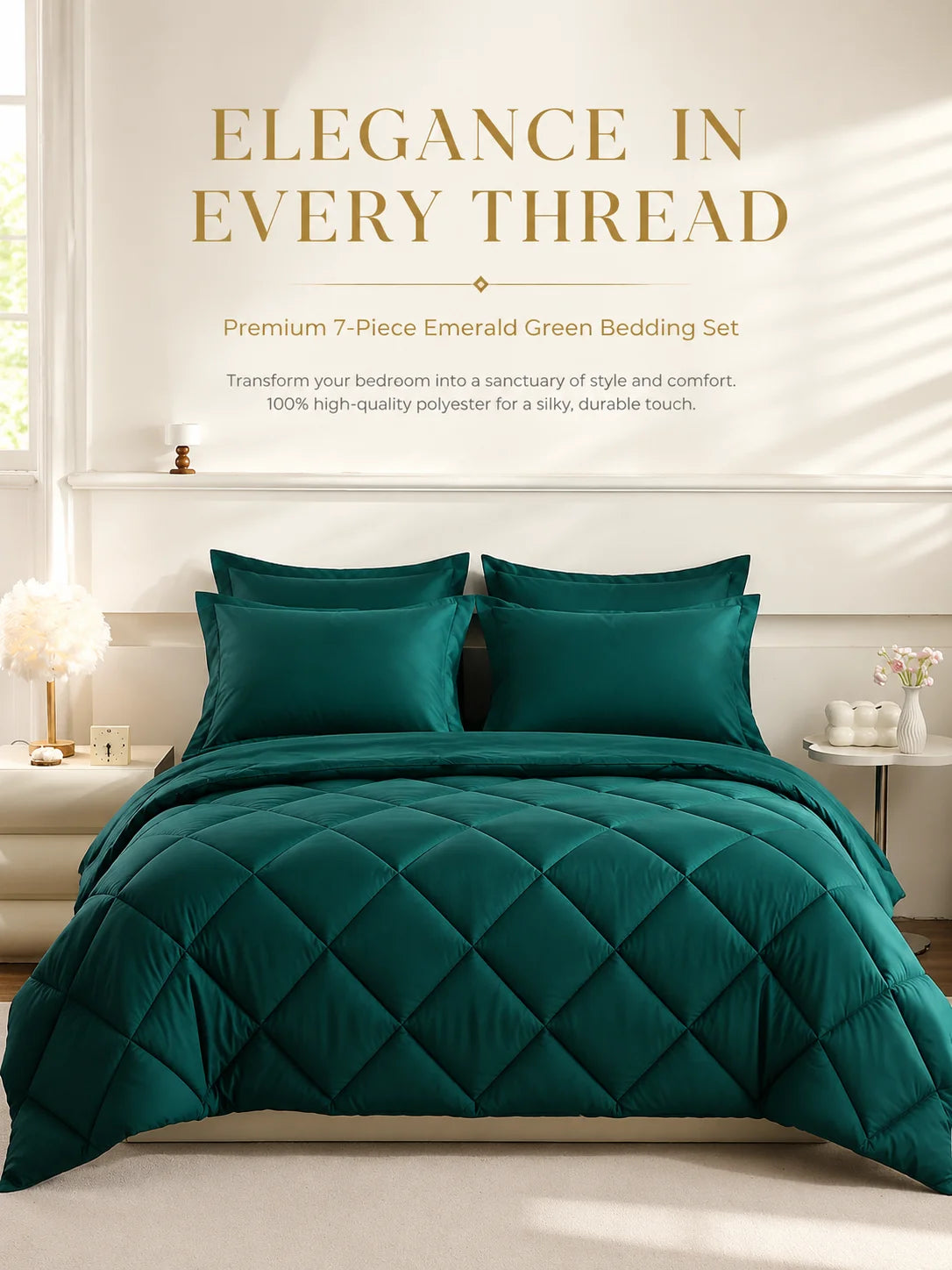 easYum Brushed Polyester Bedding Set With Quilted Comforter