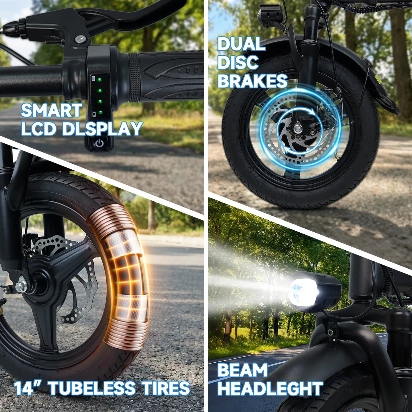 14 Inch Folding Electric Bike 500W Peak Motor