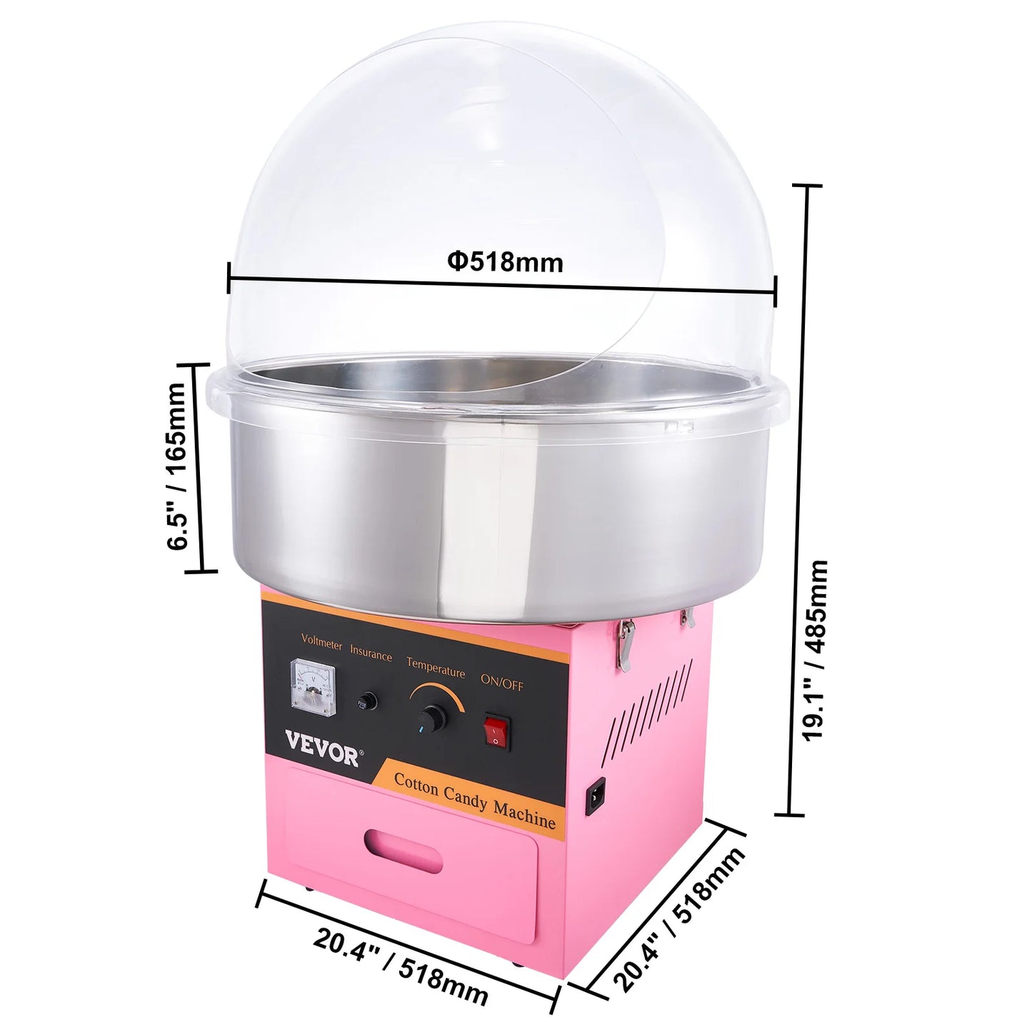SucceBuy Electric Cotton Candy Machine Floss Maker Stainless Steel