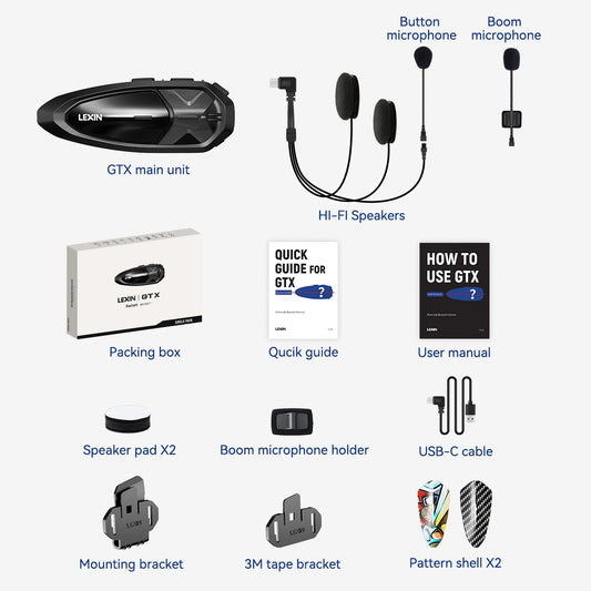 Lexin Gtx Bluetooth Motorcycle Intercom For Four Riders