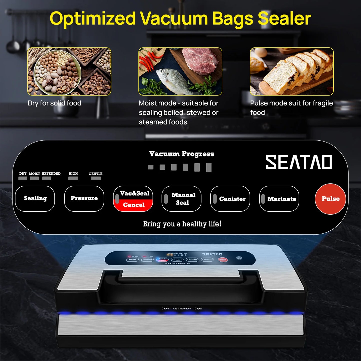 SEATAO VH5188 Vacuum Sealing Machine With Built In Cutter Storage