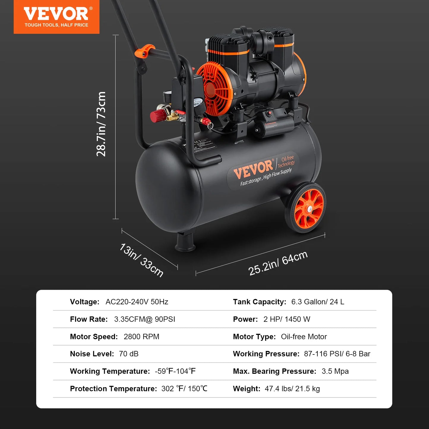 SucceBuy Silent Oil Free Air Compressor 900W Portable Tire Inflator