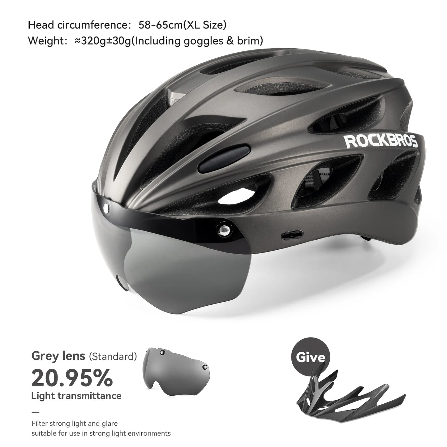 ROCKBROS MTB Road Cycling Helmet With Integrated Goggles