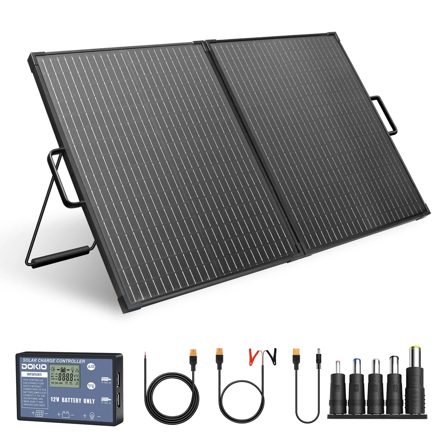 DOKIO 100W Portable Foldable Solar Panel Kit for Camping