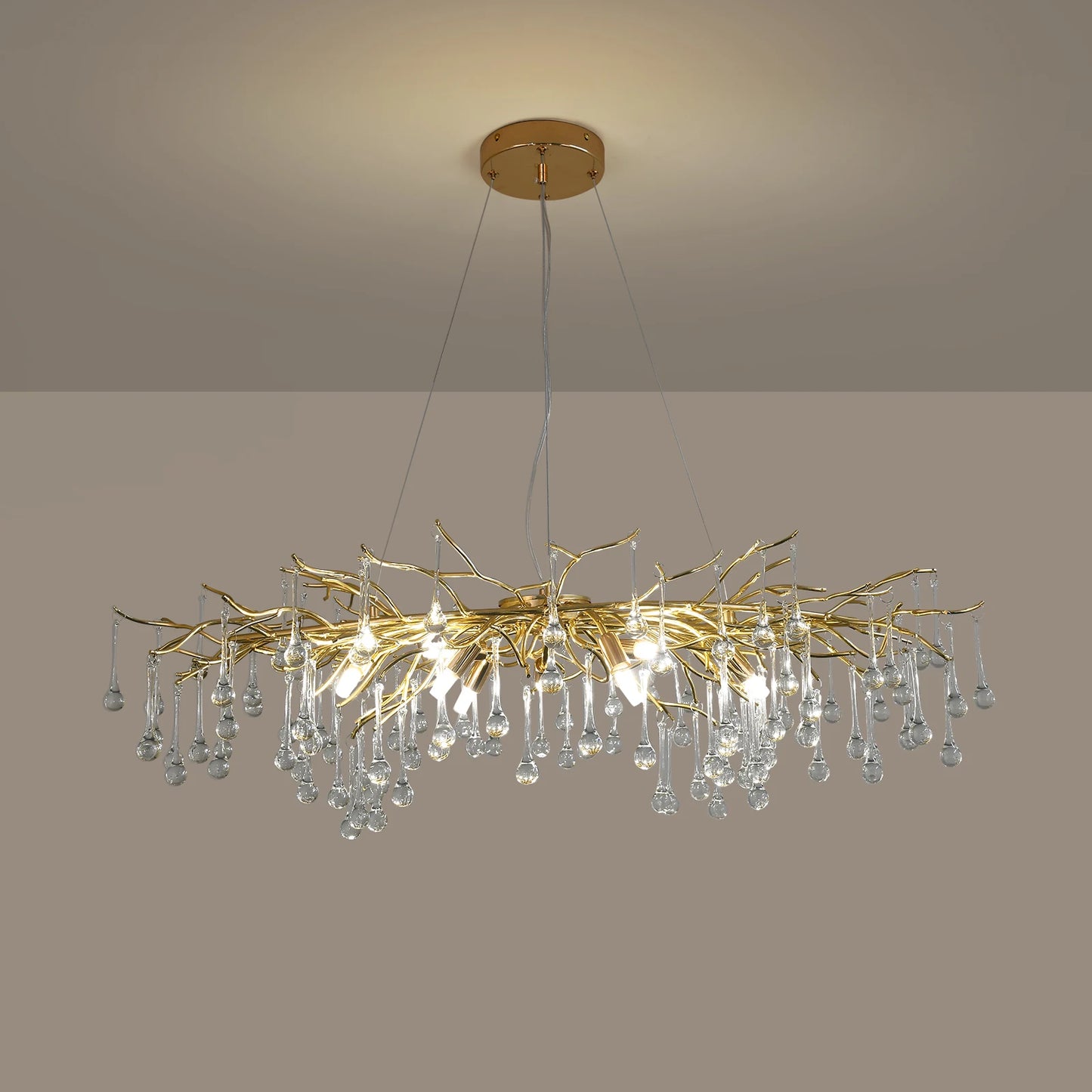 GreeLustr Modern Luxury Gold Crystal Tree Branch Ceiling Chandelier