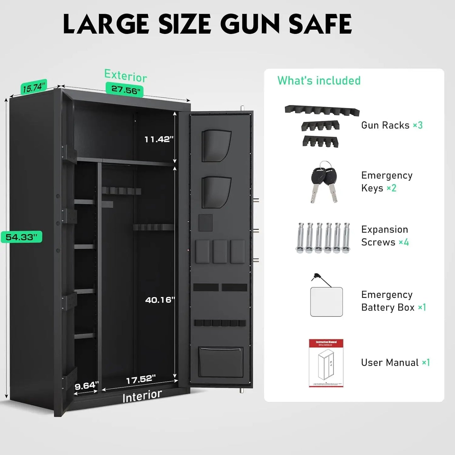 Kavey Gun Safe For Rifles And Pistols With LCD Keypad