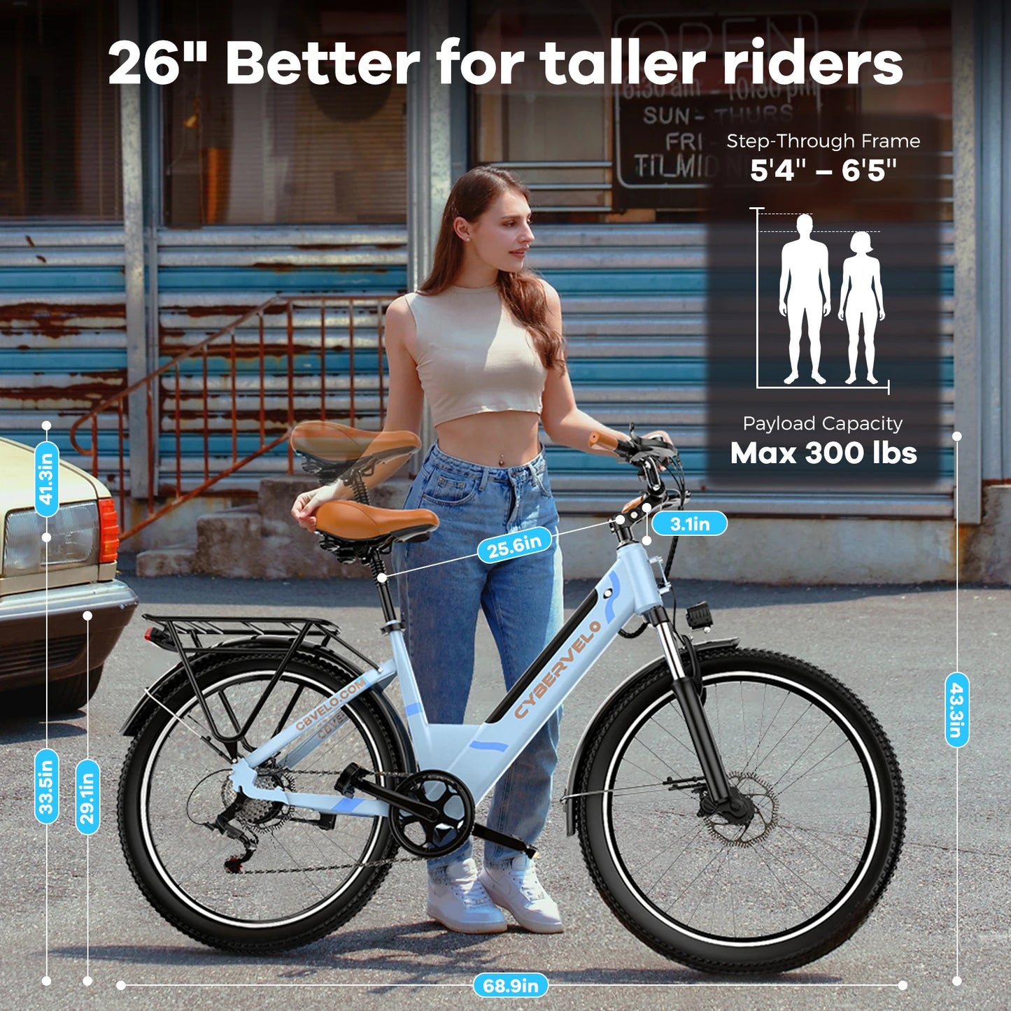 CYBERVELO Urban Commute EBike With 1000W Peak Motor Detachable Battery