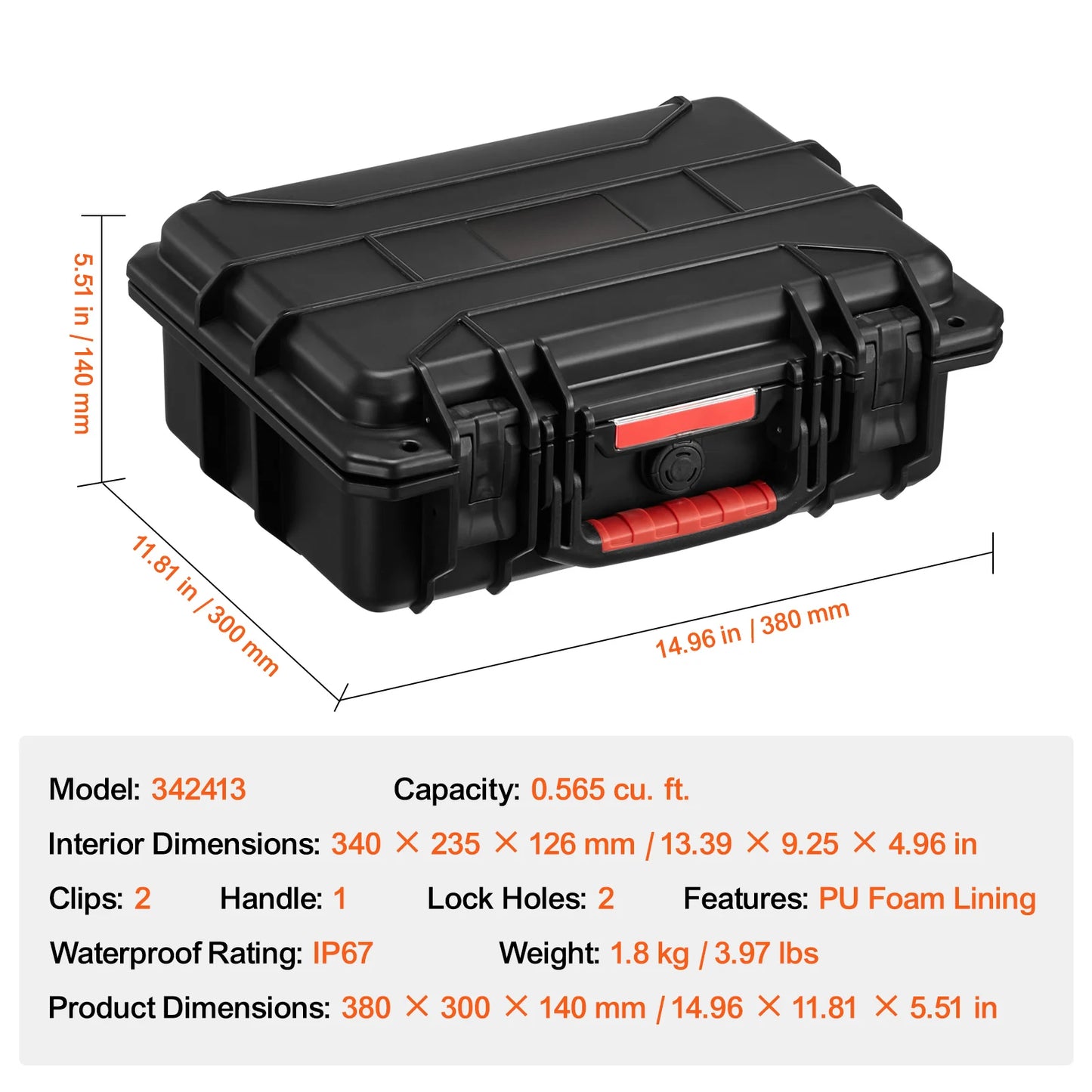SucceBuy IP67 Weatherproof Heavy Duty Protective Case With Foam