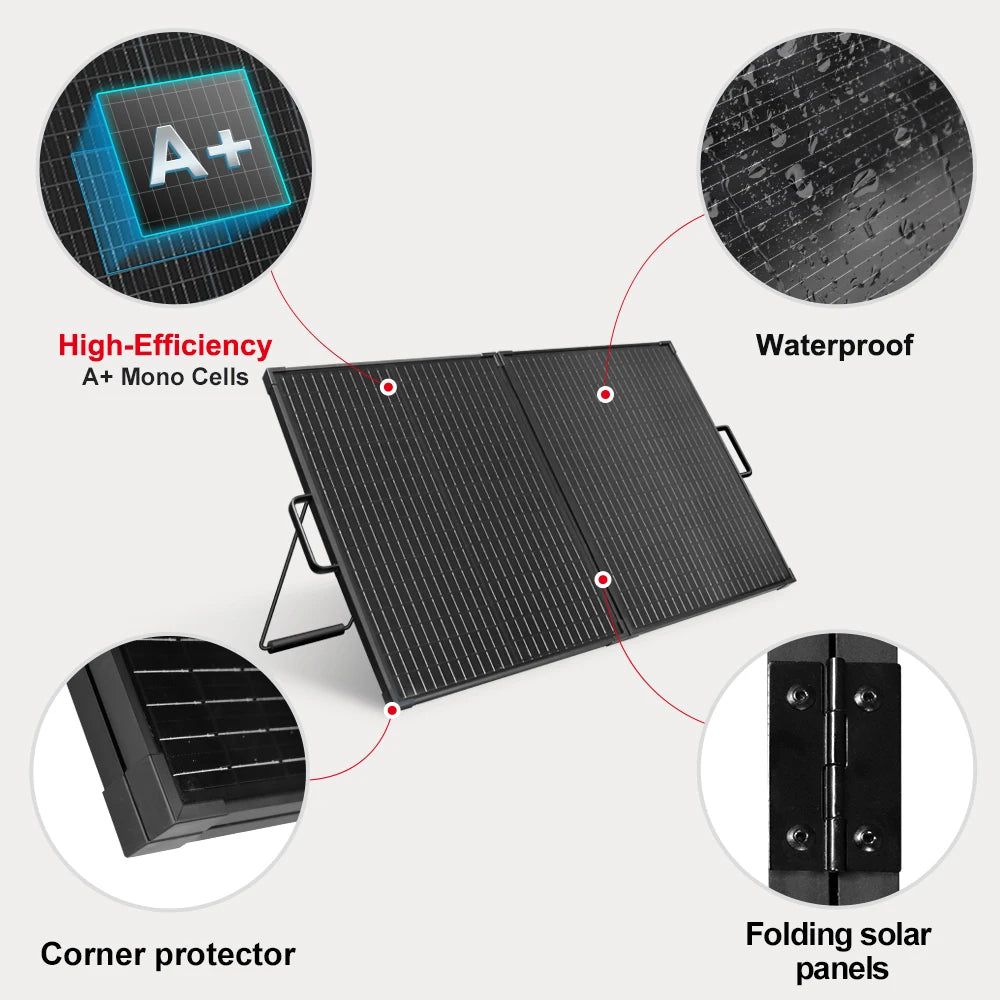 DOKIO 100W Portable Foldable Solar Panel Kit for Camping