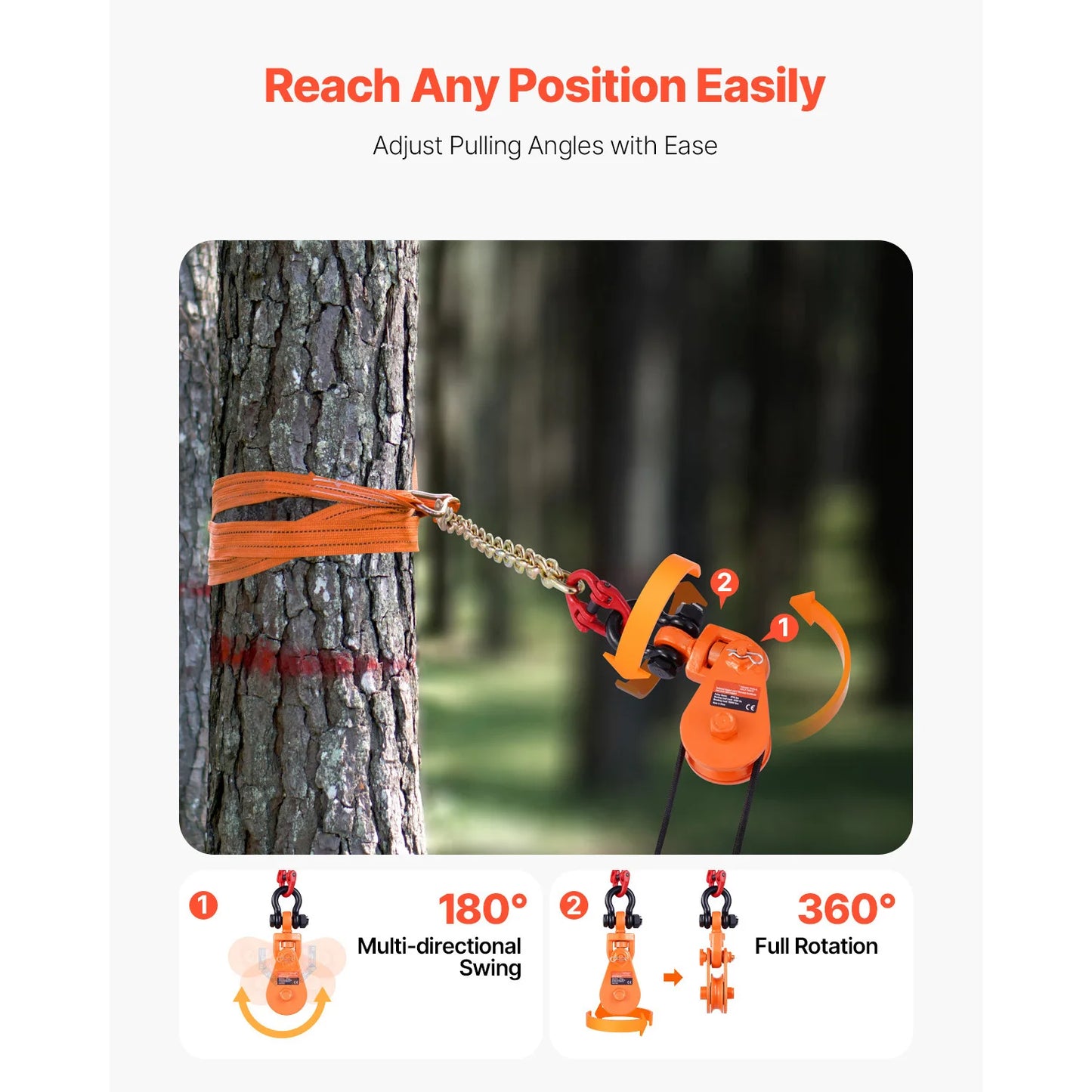 Snatch Block Pulley System With G80 Chain And Swivel Shackle
