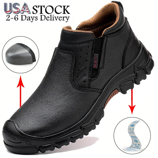 Mens Composite Toe Work Boots With Metatarsal Guard And Anti Slip Outsole