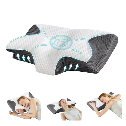 JHK Memory Foam Cervical Pillow With Cooling Pillowcase