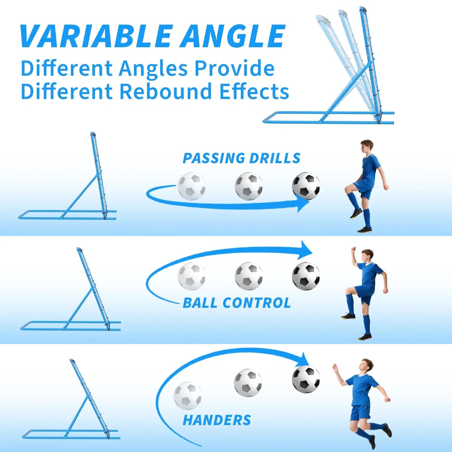 HiMiss Adjustable Multi-Sport Soccer Rebounder Net Training
