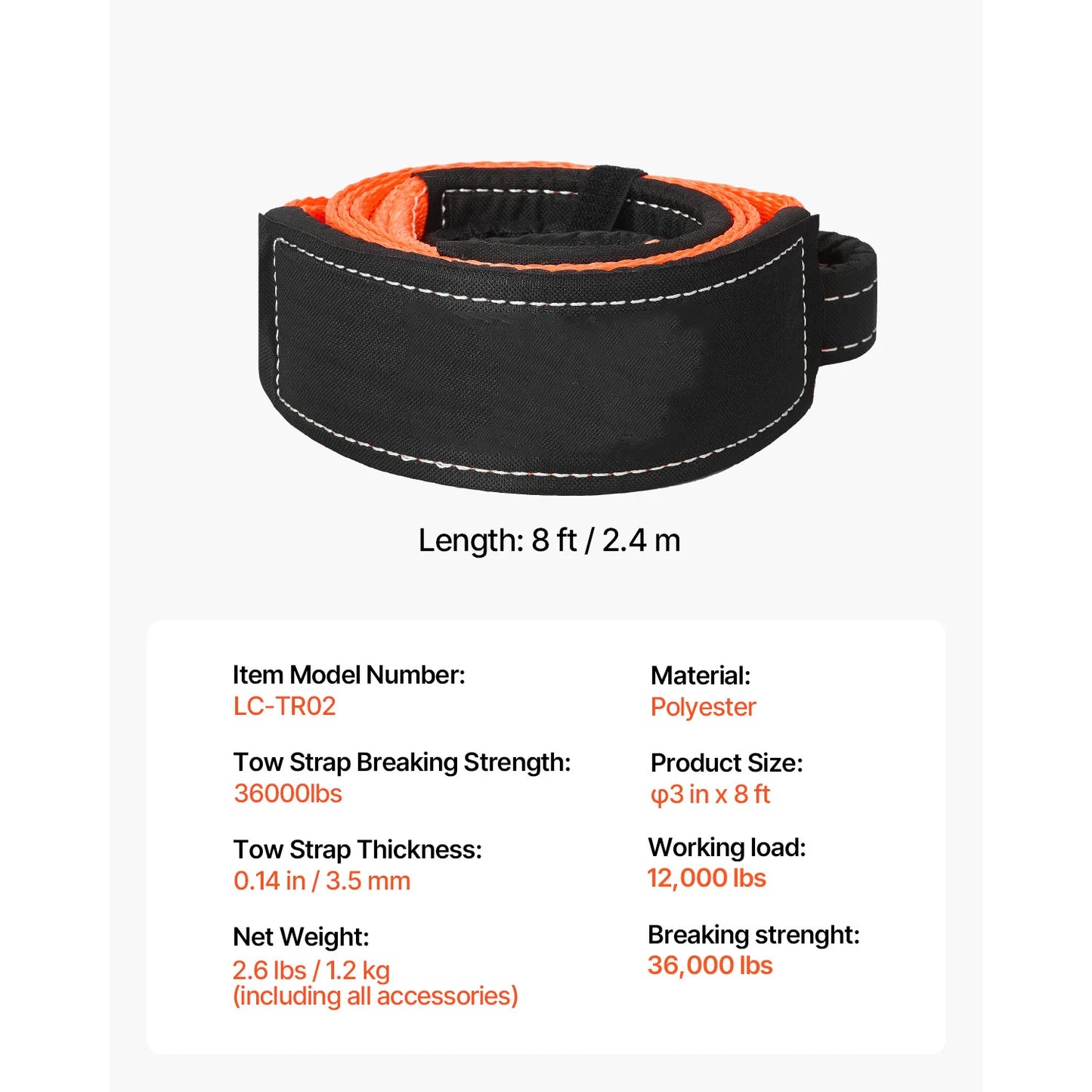 SucceBuy 36000 Lbs Recovery Tow Strap