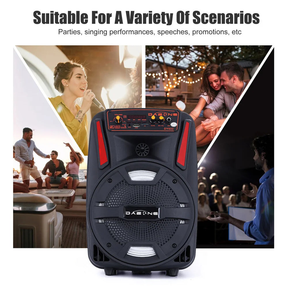 CURUK 1000W Portable Bluetooth Speaker With Karaoke Mic LED Lights