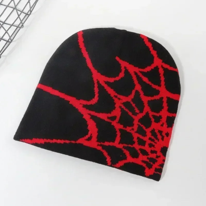 Knit Beanie Hat Spider Embroidered Winter Woolen Cap Unisex