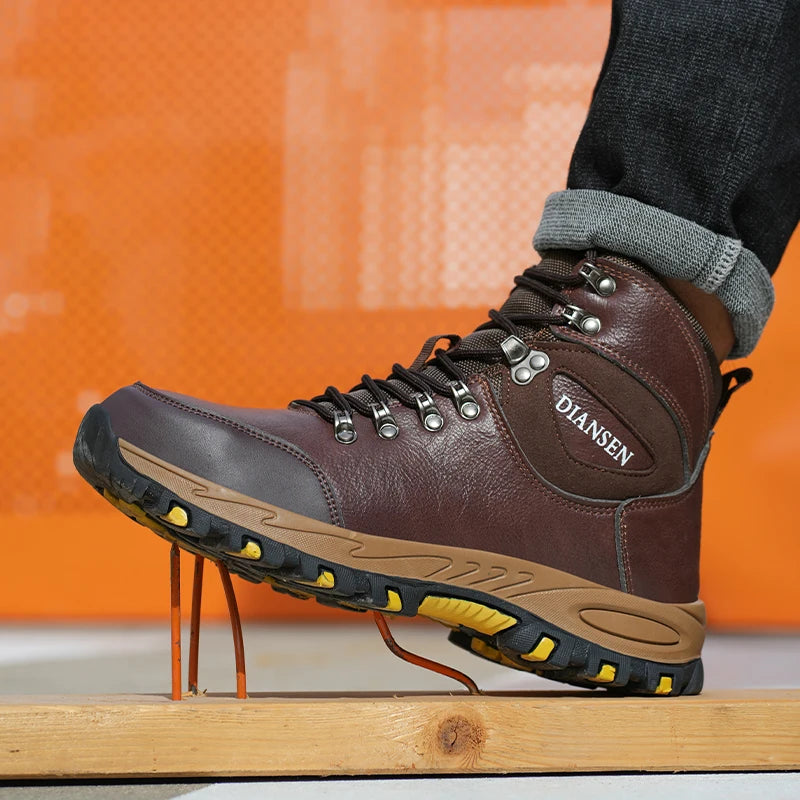 Veigar Waterproof Leather Indestructible Men Work Boots Outdoor Safety