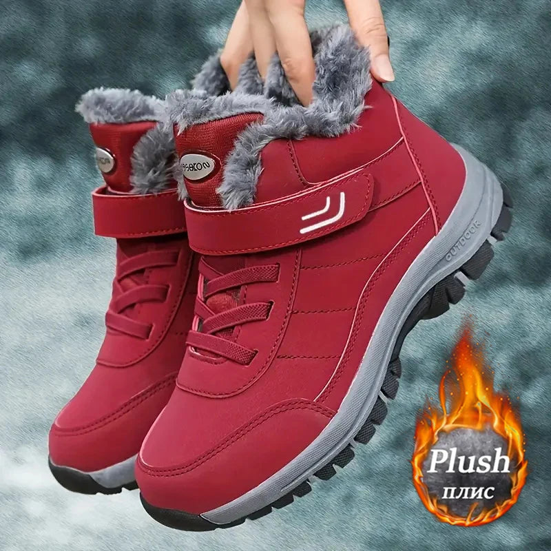 Women Fleece Lined Snow Boots Non Slip Winter Hiking Shoes