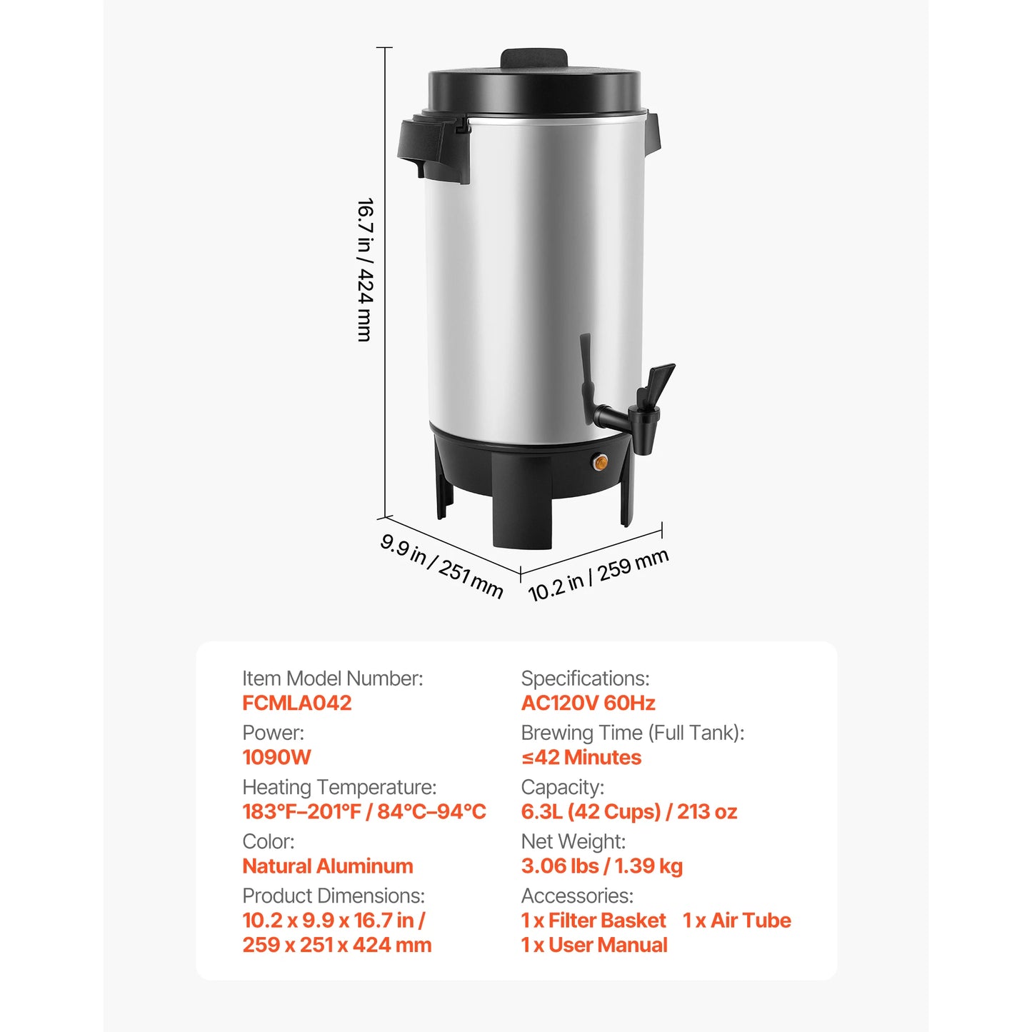 SucceBuy Commercial Coffee Urn Quick Brews Dripless Faucet For Catering