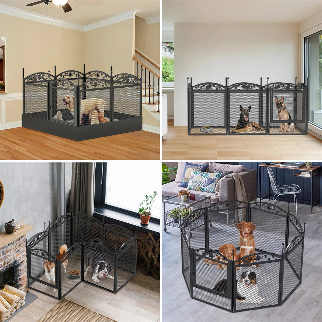 BINGOPAW 8 Panel Heavy Duty Dog Playpen Outdoor Indoor Fence With Waterproof Pad