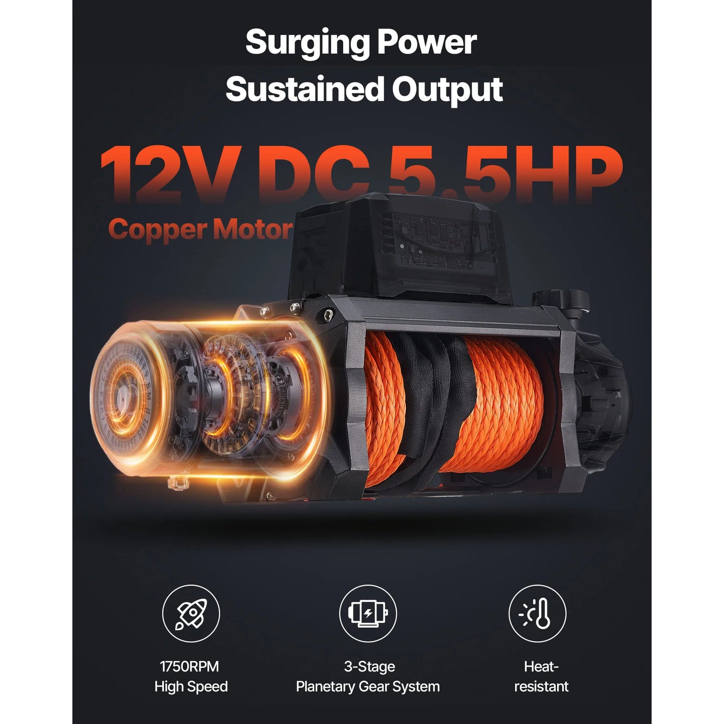 SucceBuy Electric Winch 10000 12000 13500 Lbs 12V DC