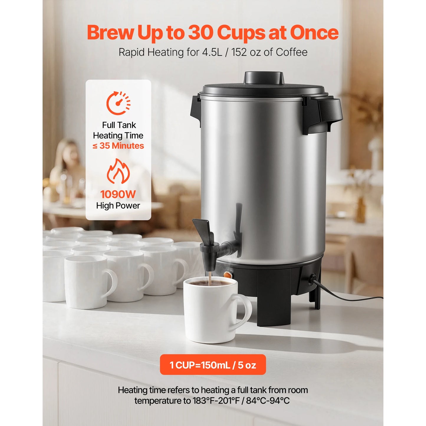 SucceBuy Commercial Coffee Urn Quick Brews Dripless Faucet For Catering