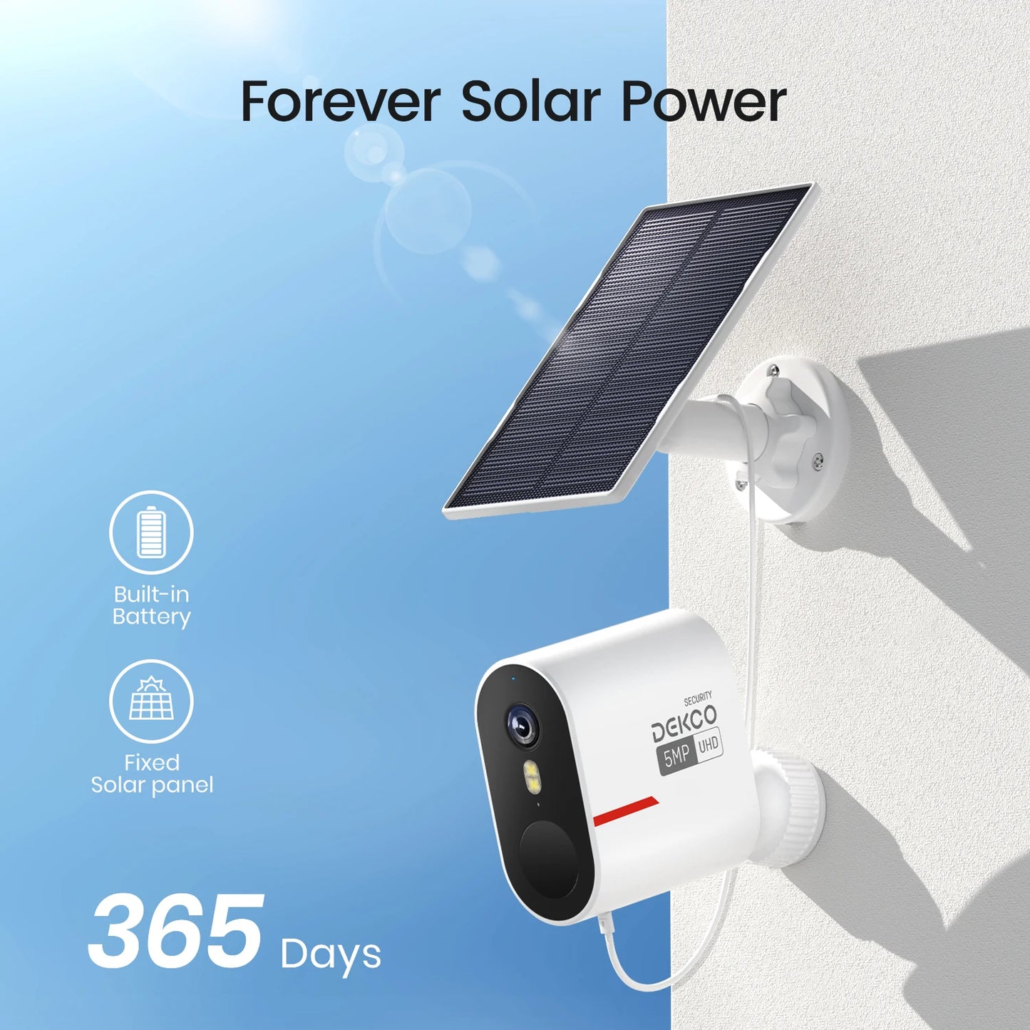 DEKCO 5MP Wireless Solar Camera System Quad Kit Night Vision