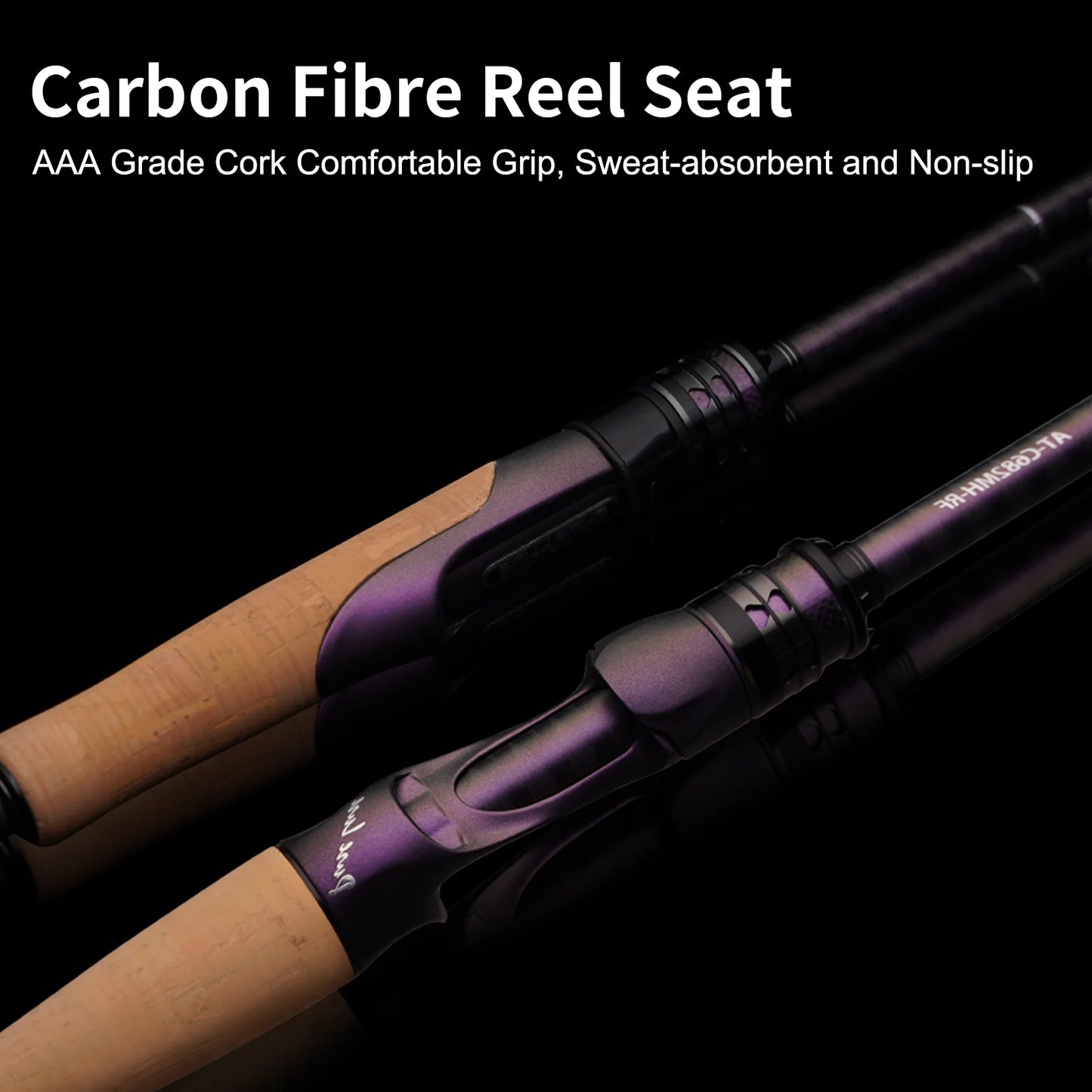 PureLure Acute Violet Bass Fishing Rod 2-Piece Fast Action
