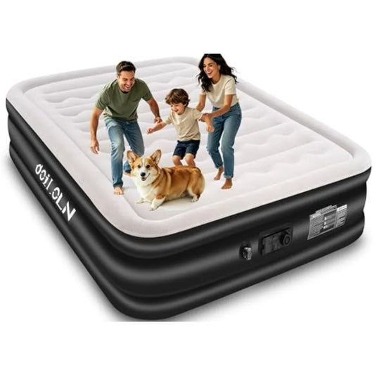 Air Mattress with Built In Pump Deluxe Flocking Portable Inflatable