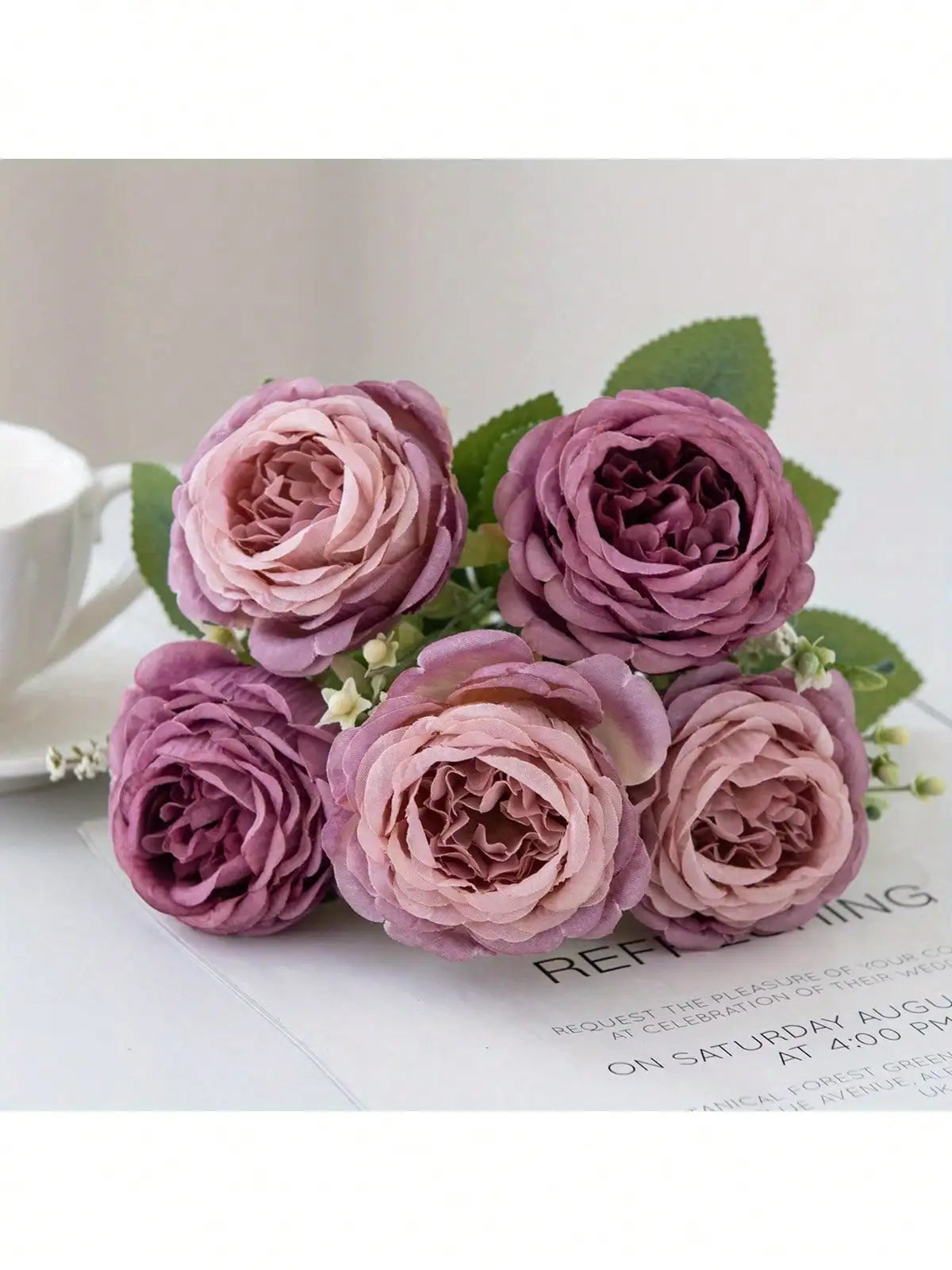 Artificial Peony Flowers 4 Pieces UV Resistant Real Touch Bouquet For Wedding