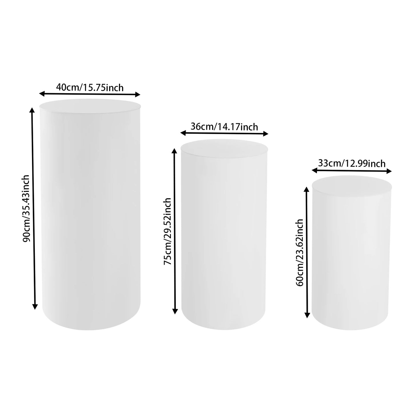Three Piece Cylinder Pedestal Stand For Wedding Cake Display