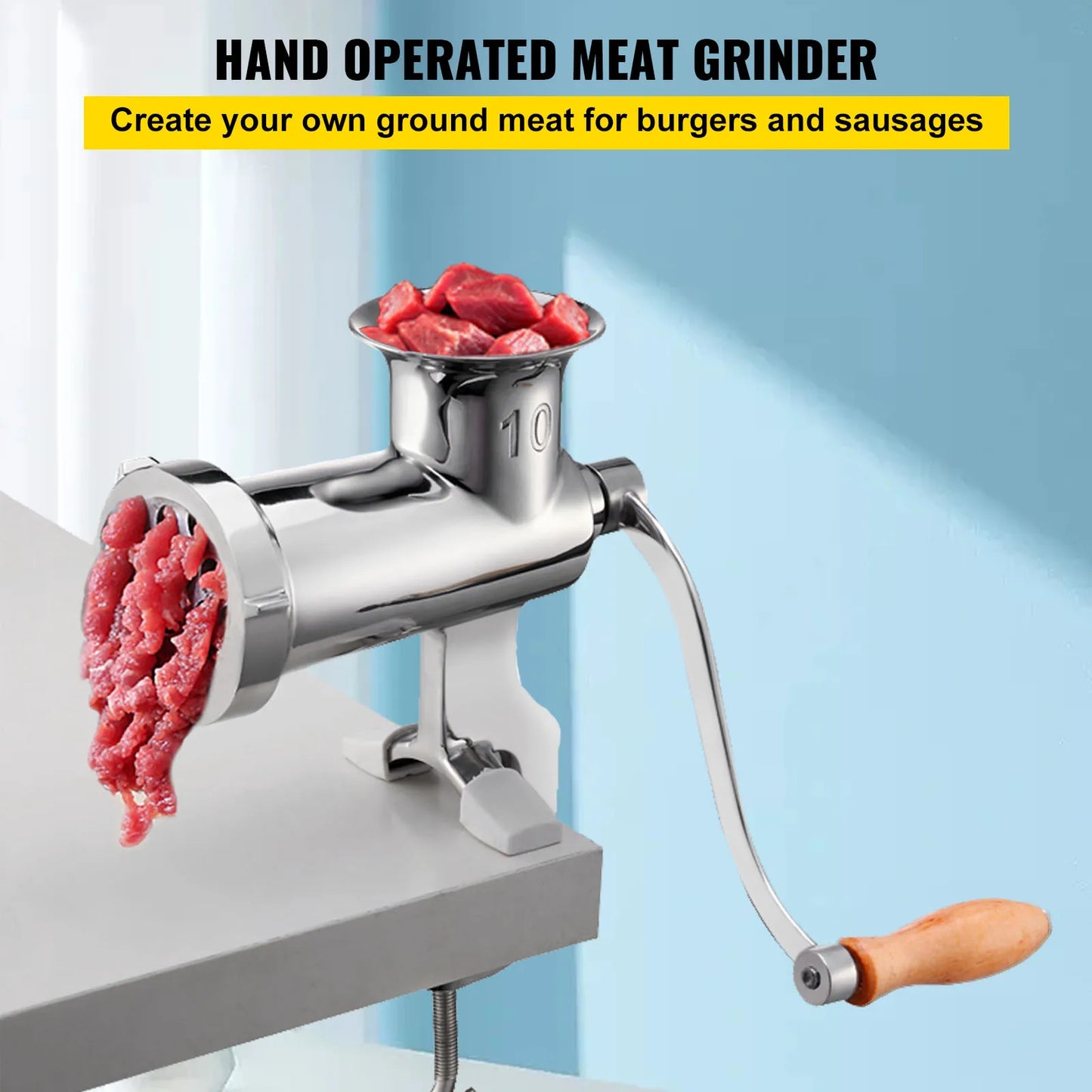 SucceBuy Manual Meat Grinder Stainless Steel With Table Clamp