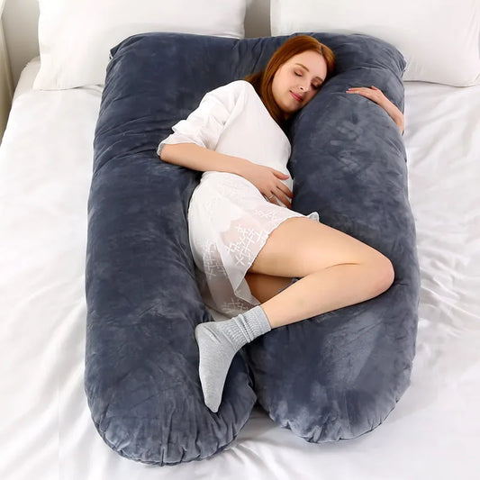 U Shaped Pregnancy Pillow Soft Fleece Full Body Support Cushion